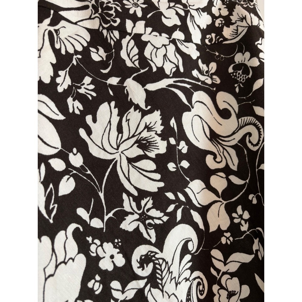 Ann Taylor Floral Linen Blend A-Line Skirt Size 4 Brown Cream Dark Academiah - Picture 6 of 6